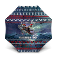 Tonga Christmas Umbrella with Singing Whale Ocean Scene National Coat of Arms - Polynesian Pride
