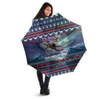 Tonga Christmas Umbrella with Singing Whale Ocean Scene National Coat of Arms - Polynesian Pride