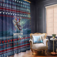 Tonga Christmas Window Curtain with Singing Whale Ocean Scene National Coat of Arms - Polynesian Pride
