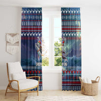 Tonga Christmas Window Curtain with Singing Whale Ocean Scene National Coat of Arms - Polynesian Pride