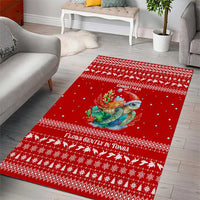 Tonga Christmas Area Rug with Sea Turtle Coral Reef Design Snowflake Pattern and National Emblem - Polynesian Pride