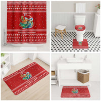 Tonga Christmas Bathroom Set with Sea Turtle Coral Reef Design Snowflake Pattern and National Emblem - Polynesian Pride