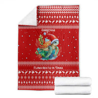 Tonga Christmas Blanket with Sea Turtle Coral Reef Design Snowflake Pattern and National Emblem - Polynesian Pride