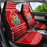 Tonga Christmas Car Seat Cover with Sea Turtle Coral Reef Design Snowflake Pattern and National Emblem - Polynesian Pride