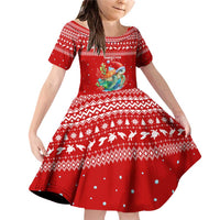 Tonga Christmas Family Matching Off Shoulder Short Dress and Hawaiian Shirt with Sea Turtle Coral Reef Design Snowflake Pattern and National Emblem - Polynesian Pride