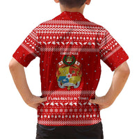 Tonga Christmas Family Matching Puletasi and Hawaiian Shirt with Sea Turtle Coral Reef Design Snowflake Pattern and National Emblem - Polynesian Pride