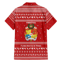 Tonga Christmas Family Matching Short Sleeve Bodycon Dress and Hawaiian Shirt with Sea Turtle Coral Reef Design Snowflake Pattern and National Emblem - Polynesian Pride