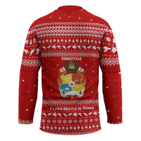 Tonga Christmas Hockey Jersey with Sea Turtle Coral Reef Design Snowflake Pattern and National Emblem - Polynesian Pride