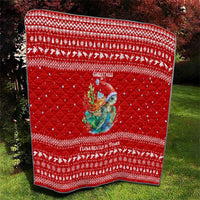 Tonga Christmas Quilt with Sea Turtle Coral Reef Design Snowflake Pattern and National Emblem - Polynesian Pride