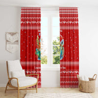 Tonga Christmas Window Curtain with Sea Turtle Coral Reef Design Snowflake Pattern and National Emblem - Polynesian Pride