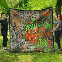 Yeah Nah Graffiti Skull New Zealand Slang Quilt Kiwi Grunge Brick Wall and Bold Urban Street Art TS04 - Polynesian Pride