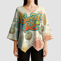 NZ Slang Sweet As Kiwi Shaka Sign Kimono Sleeve Blouse New Zealand Surfboards Sun and Tropical Beach Retro TS04 - Polynesian Pride