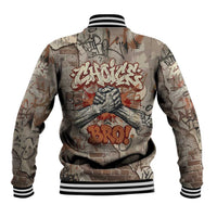 Choice Bro Graffiti Handshake Baseball Jacket New Zealand Slang Fern Brick Wall and Urban Street Art TS04 - Polynesian Pride