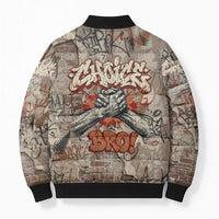 Choice Bro Graffiti Handshake Bomber Puffer Jacket New Zealand Slang Fern Brick Wall and Urban Street Art TS04 - Polynesian Pride