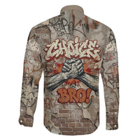 Choice Bro Graffiti Handshake Family Matching Off The Shoulder Long Sleeve Dress and Hawaiian Shirt New Zealand Slang Fern Brick Wall and Urban Street Art TS04 - Polynesian Pride