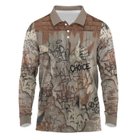 Choice Bro Graffiti Handshake Long Sleeve Polo Shirt New Zealand Slang Fern Brick Wall and Urban Street Art TS04 Multicolor - Polynesian Pride