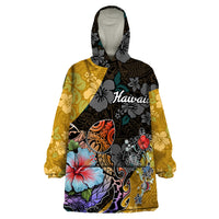 Hawaii Polynesian Wearable Blanket Hoodie Turtles and Hibiscus Flower Gradient Pattern TS04 One Size Multicolor - Polynesian Pride