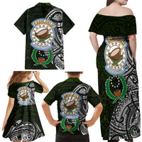 Pohnpei Federated States Of Micronesia Family Matching Off Shoulder Maxi Dress and Hawaiian Shirt Polynesian Tribal Heritage Art With Kaselehlie State Seal TS04 - Polynesian Pride