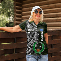 Pohnpei Federated States Of Micronesia Women Polo Shirt Polynesian Tribal Heritage Art With Kaselehlie State Seal