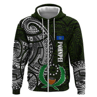 Pohnpei Federated States Of Micronesia Zip Hoodie Polynesian Tribal Heritage Art With Kaselehlie State Seal