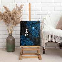 Yap Island Tribal Heritage Canvas Wall Art Micronesian Polynesian Tattoo Pattern Blue Black Cultural Art