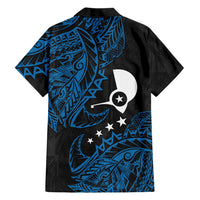Yap Island Tribal Heritage Family Matching Tank Maxi Dress and Hawaiian Shirt Micronesian Polynesian Tattoo Pattern Blue Black Cultural Art