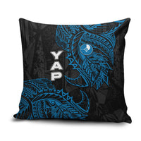 Yap Island Tribal Heritage Pillow Cover Micronesian Polynesian Tattoo Pattern Blue Black Cultural Art
