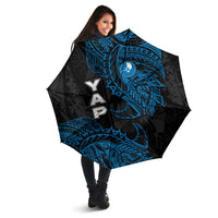 Yap Island Tribal Heritage Umbrella Micronesian Polynesian Tattoo Pattern Blue Black Cultural Art