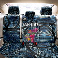 Yap Day Island Floral Tribal Heritage Back Car Seat Cover Micronesian Hibiscus Pattern Polynesian Tattoo Blue Art