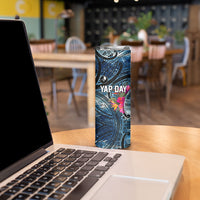 Yap Day Island Floral Tribal Heritage Skinny Tumbler Micronesian Hibiscus Pattern Polynesian Tattoo Blue Art