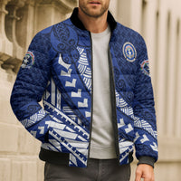 Northern Mariana Islands Saipan Bomber Puffer Jacket Polynesian Tribal Pattern - Commonwealth Seal Art