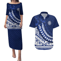 Northern Mariana Islands Saipan Couples Matching Puletasi and Hawaiian Shirt Polynesian Tribal Pattern - Commonwealth Seal Art