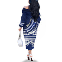 Northern Mariana Islands Saipan Family Matching Off The Shoulder Long Sleeve Dress and Hawaiian Shirt Polynesian Tribal Pattern - Commonwealth Seal Art TS04 - Polynesian Pride