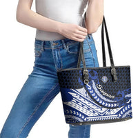 Northern Mariana Islands Saipan Leather Tote Bag Polynesian Tribal Pattern - Commonwealth Seal Art