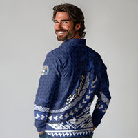 Northern Mariana Islands Saipan Long Sleeve Polo Shirt Polynesian Tribal Pattern - Commonwealth Seal Art