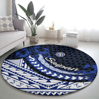 Northern Mariana Islands Saipan Round Carpet Polynesian Tribal Pattern - Commonwealth Seal Art