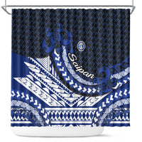 Northern Mariana Islands Saipan Shower Curtain Polynesian Tribal Pattern - Commonwealth Seal Art
