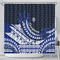 Northern Mariana Islands Saipan Shower Curtain Polynesian Tribal Pattern - Commonwealth Seal Art
