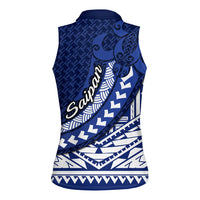 Northern Mariana Islands Saipan Women Sleeveless Polo Shirt Polynesian Tribal Pattern - Commonwealth Seal Art