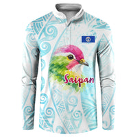 Saipan CMNI Button Sweatshirt Polynesian Northern Mariana Islands Fruit Dove Watercolor