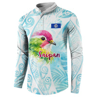 Saipan CMNI Button Sweatshirt Polynesian Northern Mariana Islands Fruit Dove Watercolor