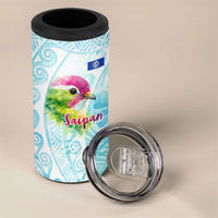Saipan CMNI 4 in 1 Can Cooler Tumbler Polynesian Northern Mariana Islands Fruit Dove Watercolor