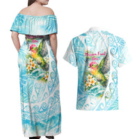 Saipan CMNI Couples Matching Off Shoulder Maxi Dress and Hawaiian Shirt Polynesian Northern Mariana Islands Fruit Dove Watercolor TS04 - Polynesian Pride