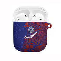 Saipan Northern Mariana Islands AirPods Case Polynesian Tribal Tattoo Art With Hibiscus Flowers And Seal TS04 Blue Red - Polynesian Pride