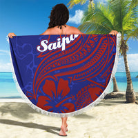 Saipan Northern Mariana Islands Beach Blanket Polynesian Tribal Tattoo Art With Hibiscus Flowers And Seal