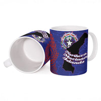 Saipan Northern Mariana Islands Ceramic Mug Polynesian Tribal Tattoo Art With Hibiscus Flowers And Seal