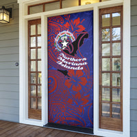 Saipan Northern Mariana Islands Door Cover Polynesian Tribal Tattoo Art With Hibiscus Flowers And Seal TS04 - Polynesian Pride