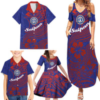 Saipan Northern Mariana Islands Family Matching Summer Maxi Dress and Hawaiian Shirt Polynesian Tribal Tattoo Art With Hibiscus Flowers And Seal TS04 - Polynesian Pride