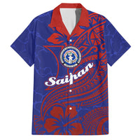 Saipan Northern Mariana Islands Hawaiian Shirt Polynesian Tribal Tattoo Art With Hibiscus Flowers And Seal