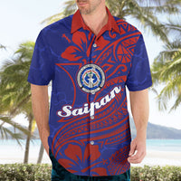 Saipan Northern Mariana Islands Hawaiian Shirt Polynesian Tribal Tattoo Art With Hibiscus Flowers And Seal